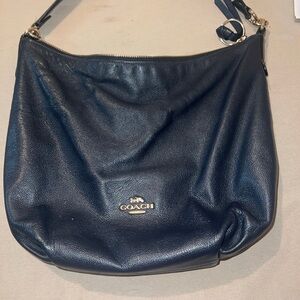 Coach Blue Leather Shoulder Bag with Signature Logo